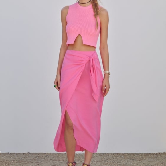 Zara knotted midi wrap skirt - Picture 3 of 10